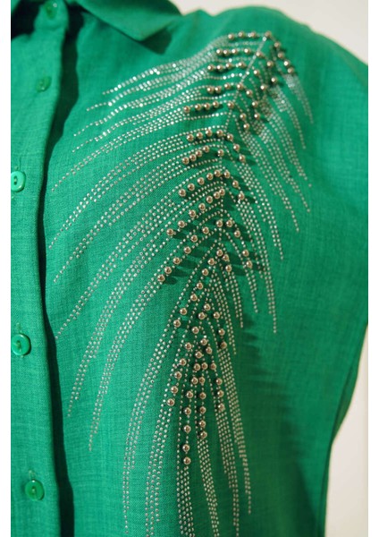 Önü Taşlı Keten Takım modelleri