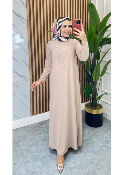 Palmiye Taş Desen Sandy Elbise