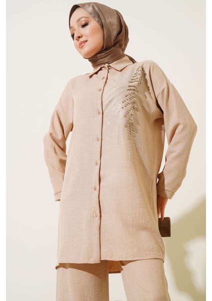 Önü Taşlı Keten Takım fiyatları