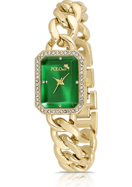 Zincir Kordon Lüx Taşlı Kadın Kol Saati Gold Yeşil PL-1494B3X fiyatları