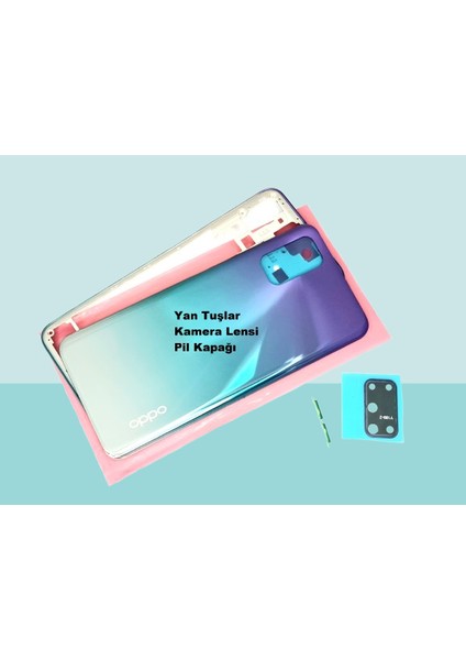 Oppo A72 Uyumlu Full Kasa Arka Kapak Batarya Kapağı - Mavi