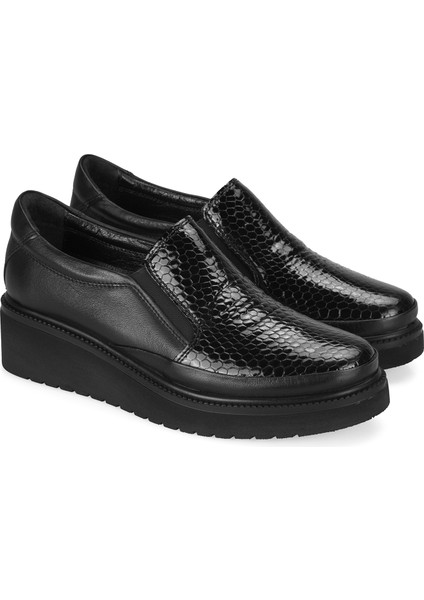 Dinoran Siyah Kadın Deri Günlük Ayakkabı