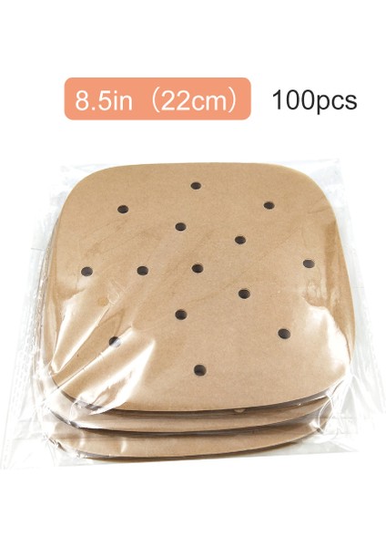 22CM Tarzı Mutfak Için Hava Fritözü Buhar Tabakaları Premium Delikli Odun Hammaddeli Kağıtlar Yapışmaz Pişirme Sepeti Mat Fırın Araçları (Yurt Dışından)