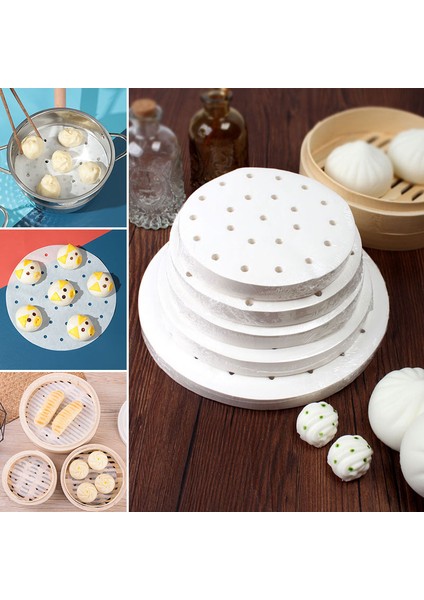 20CM Tarzı Yuvarlak Bambu Buharlı Kağıt Hava Fritözü Buharlı Tabaklar Delikli Ahşap Hamuru Kağıtları Yapışmaz Buharlı Mat Mantı Pişirme Matı (Yurt Dışından)