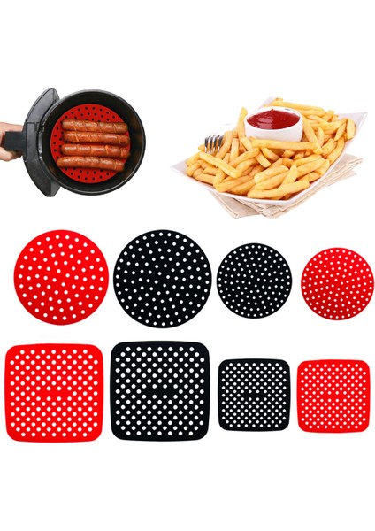 16X16CM Sarı Stil Hava Fritez Reusable Kağıt Olmayan Yapışmaz Silikon Mat Steamer Yuvarlak Dayanıklı Fırın Matları Mutfak Hava Fritez Pişirme Aksesuarları (Yurt Dışından)