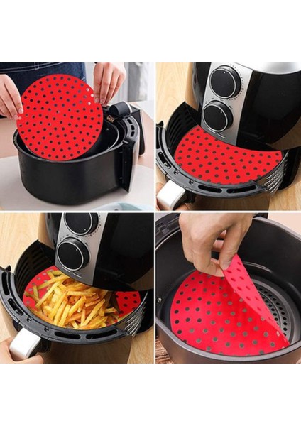 16X16CM Sarı Stil Hava Fritez Reusable Kağıt Olmayan Yapışmaz Silikon Mat Steamer Yuvarlak Dayanıklı Fırın Matları Mutfak Hava Fritez Pişirme Aksesuarları (Yurt Dışından)
