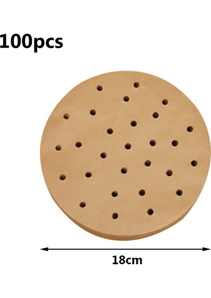 100 Adet 18CM Bir Stil Mutfak Için Premium Delikli Ahşap Erikoz Buhar Pişirme Kağıtları Non-Stick Buhar Sepeti Mat Fırın Araçları (Yurt Dışından)