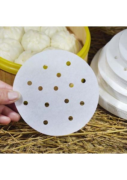 24CM Tarzı Hava Fritözü Buharlı Pişirme Kağıtları Premium Delikli Ahşap Hamuru Kağıtları Yapışmaz Buhar Sepeti Mat Fırın Pişirme Araçları (Yurt Dışından)