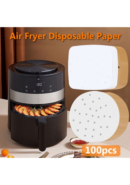 23 cm Kahverengi-R Stili Hava Fritözü Liner Kare Hava Fritözü Kağıt Inç Tek Kullanımlık Fırın Kağıtları Delikli Pergament Kağıtlar Buhar Matı (Yurt Dışından)