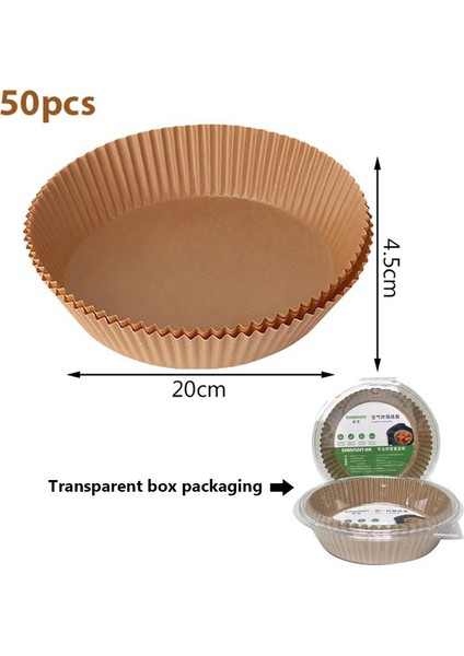 50 Adet Kahverengi 20X4.5CM Tarzı Hava Fritözü Tek Kullanımlık Kağıt Liner Yapışmaz Mat Buharlı Yuvarlak Fırın Kağıt Fırın Matları Mutfak Havafritözü Fırın Aksesuarları (Yurt Dışından)