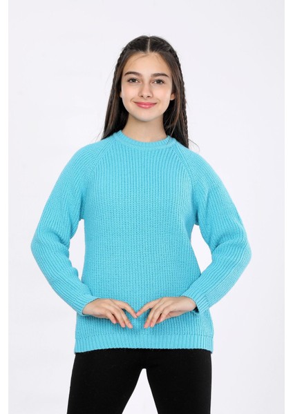 Kız Çocuk Regular Fit Basic Triko Kazak 4-13 Yaş