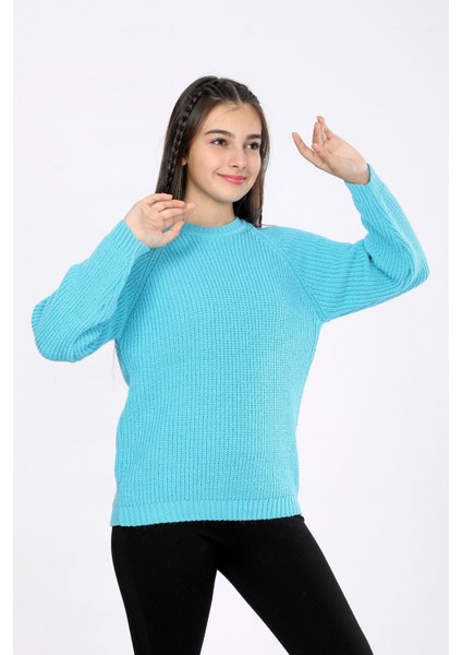 Kız Çocuk Regular Fit Basic Triko Kazak 4-13 Yaş
