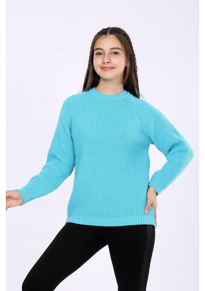 Kız Çocuk Regular Fit Basic Triko Kazak 4-13 Yaş