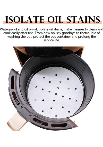 100 Adet 23CM Bir Stil Mutfak Için Premium Delikli Ahşap Erikoz Buhar Pişirme Kağıtları Non-Stick Buhar Sepeti Mat Fırın Araçları (Yurt Dışından)