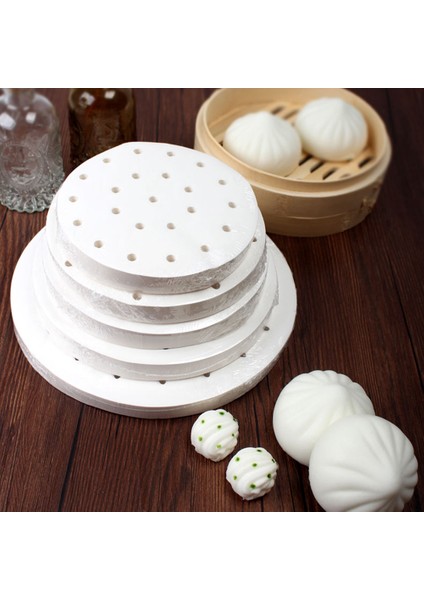 18CM Tarzı Hava Fritözü Buharlığının Yuvarlak Yağ Emme Ahşap Lif Kağıdı Olmayan Yapışmaz Buhar Sepeti Mat Mutfak Fırın Pişirme Aracı (Yurt Dışından)