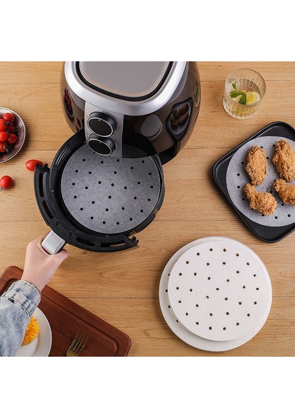 18CM Tarzı Hava Fritözü Liner Kare Hava Fritözü Kağıt Inç Tek Kullanımlık Fırın Kağıtları Delikli Pergament Kağıtlar Buhar Matı (Yurt Dışından)