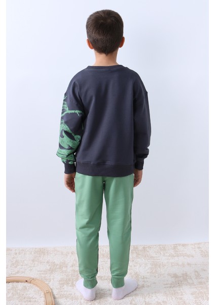 Erkek Çocuk Eşofman Takımı Baskılı Ribanalı Bisiklet Yaka F9 fırsatları