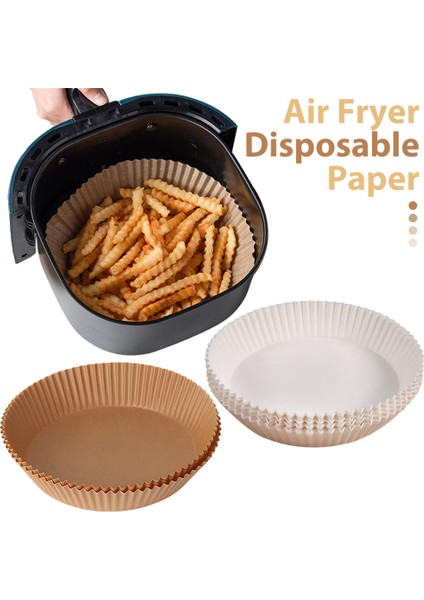 50 Adet Doğal Renk Stili Hava Fritözü Tek Kullanımlık Kağıt Liner Yapışmaz Mat Buharlı Kağıt Fırın Matları Mutfak Hava Fritözü Araçları Fırın Aksesuarları (Yurt Dışından)