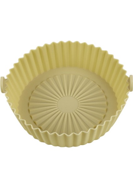 16.5cm Sarı Stil Hava Fritez Reusable Kağıt Olmayan Yapışmaz Silikon Mat Steamer Yuvarlak Dayanıklı Fırın Matları Mutfak Hava Fritez Pişirme Aksesuarları (Yurt Dışından)