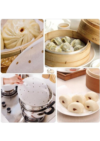 Siyah Stil Fırın Buharlı Pişirme Kağıtları Ahşap Hamuru Perfore Edilmiş Non-Stick Buharlı Sepet Matı Pişirme Mutfak Aracı (Yurt Dışından)