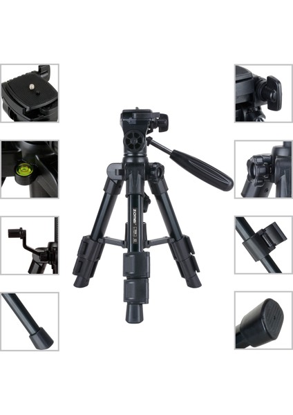 Zomei Q100 Tam Profesyonel Tripod Kaliteli Alüminyum Taşınabilir Tripod Masaüstü Telefon/tablet Projeksiyon Tripodu Telefon Tutucu ve Bluetooth Kumanda ile Birlikte