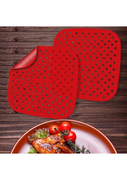 Kırmızı 02 Stili Yağsız Hava Fritözü Liners Yeniden Kullanılabilir Silikon Yapışmaz Hava Fritöz Matı Buharlı Pişirme Kağıdı Temizlemesi Kolay Yuvarlakkare (Yurt Dışından) indirimleri