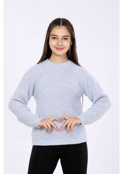 Kız Çocuk Regular Fit Basic Triko Kazak 4-13 Yaş