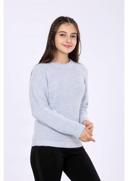 Kız Çocuk Regular Fit Basic Triko Kazak 4-13 Yaş