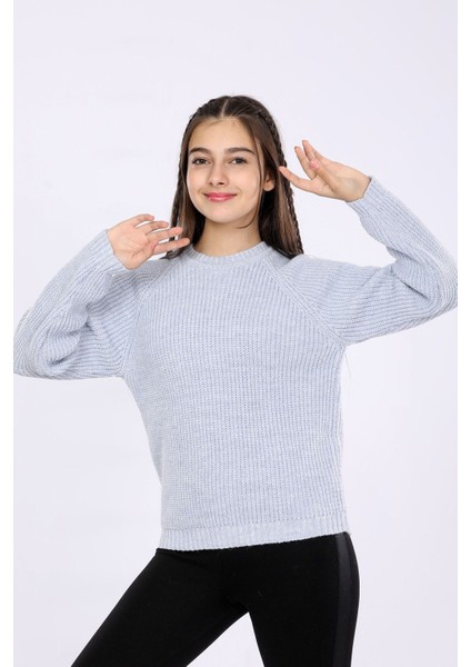Kız Çocuk Regular Fit Basic Triko Kazak 4-13 Yaş