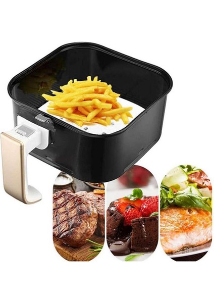 Gri Tarzı Hava Fritözü Parchment Kağıdı Kare Fırın Aksesuarları Yuvarlak Yağ Emme Mutfak Hava Fritözü Kağıdı (Yurt Dışından)