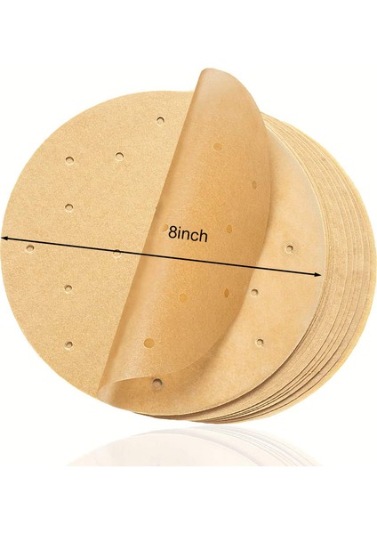 Yuvarlak 8ınch Tarzı Delikli Silikon Yağ Kağıdı Doğal Renk Fırın Matı Böreklik Ped Non Stick Buharlı Hava Fritözü Kağıdı (Yurt Dışından)