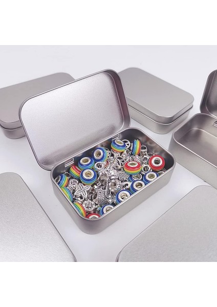 Boş Metal Aksesuar Teneke Kutu Gri 9.5X6X2 cm 3'lü Set fırsatları