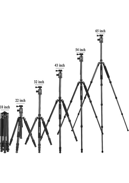 Zomeı Z818C Profesyonel Taşınabilir Karbon Fiber Dijital Kamera ve Kamera Tripod Monopod Standı, Tüm Canon Sony Nikon Samsung Panasonic Olympus Kodak Fuji Gold Için Top Başlıklı fiyatları