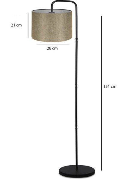 Suitable Metal Gövdeli Bej Kumaş Başlık Çok Amaçlı Lambader Salon Köşe Lambası