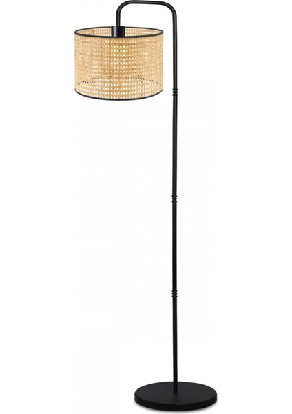 Suitable Metal Gövdeli Rattan Hasır Başlık Çok Amaçlı Lambader Salon Köşe Lambası