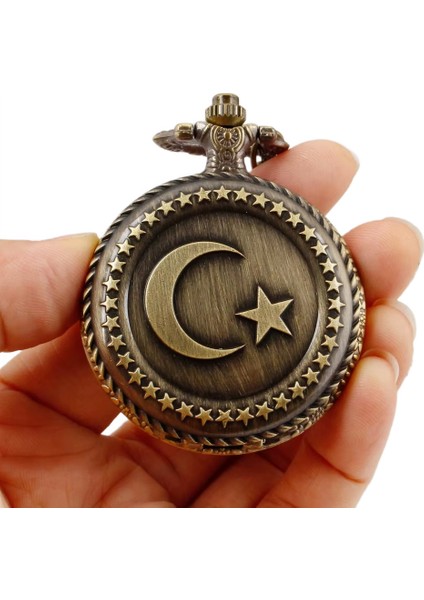 Keyfim Shop Retro Tasarımlı Quartz Tren Kabartmalı Zincirli Köstekli Cep Saati