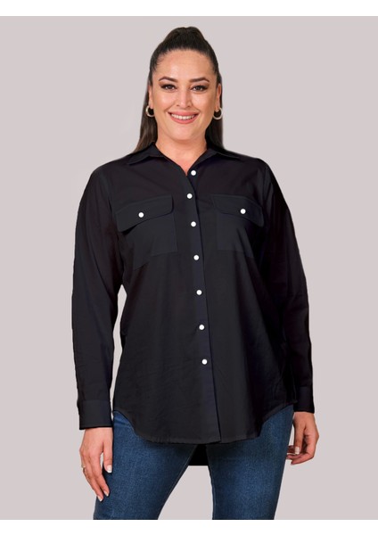 Cotton Büyük Beden Kadın Gömlek - 44131