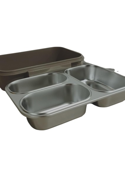 Bento Dikdörtgen 3 Bölmeli Lunch Box Yemek Termosu Kahverengi 1000 ml modelleri