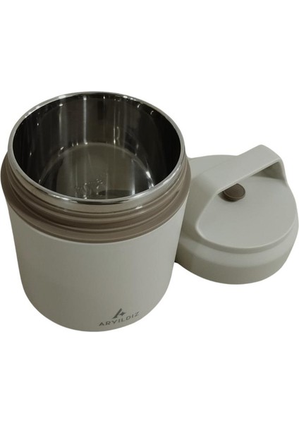 Bento Yuvarlak Lunch Box Yemek Termosu Bej 420 ml