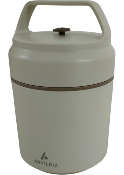 Bento Yuvarlak Lunch Box Yemek Termosu Bej 420 ml