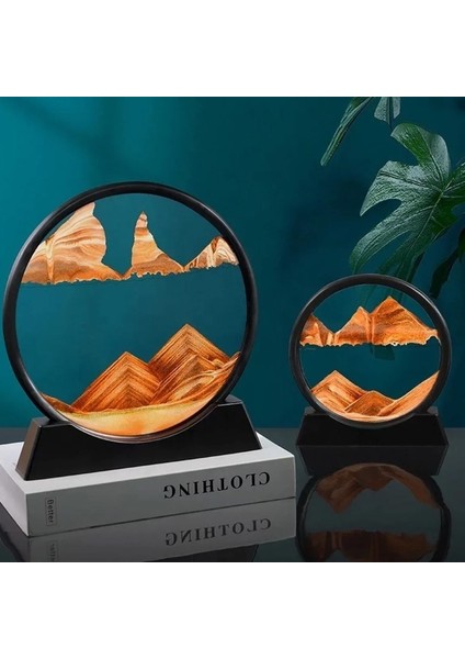 7' Inç Turuncu Renk Dekoratif Yuvarlak Kum Saati Çöl Temalı Şık Kum Saati 18 x 17 cm