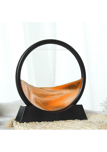 7' Inç Turuncu Renk Dekoratif Yuvarlak Kum Saati Çöl Temalı Şık Kum Saati 18 x 17 cm