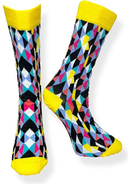 Tekli Unisex Desenli Çok Renkli Esnek Nem Alabilen Pamuklu Çorap