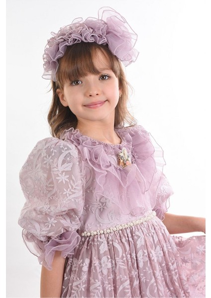 Özel Tasarım Kız Çocuk Abiye Elbise ,taç Aksesuarlı, Yaka Detaylı Uzun Kız Çocuk Elbisesi. fiyatları