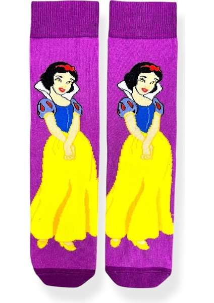 Tekli Anime Desenli Lila Renkli Esnek Nem Alabilen Pamuklu Çorap