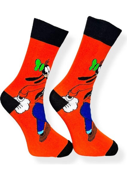 Tekli Anime Desenli Turuncu Renkli Esnek Nem Alabilen Pamuklu Çorap modelleri