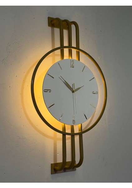 Iskandinav Tarzı Duvar Saati, Işıklı, Ahşap Merkez, Metal Pil Ile Çalışan - 40-75 cm