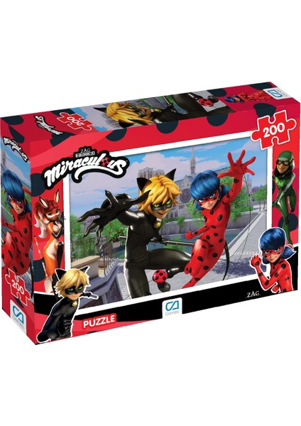 Mucize: Uğur Böceği ile Kara Kedi Lisanslı 200 Parça 33X48CM Çocuk Puzzle Yapboz Serisi