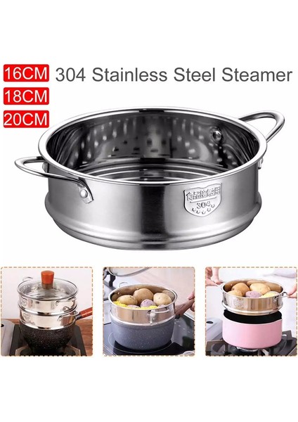 16CM Tarzı Çift Kulplu Çorba Tenceresi ve Süt Tenceresi Için Kalın Gıda Buhar Rafı Paslanmaz Çelik Buharlı Pişirici Mutfak Araçları (Yurt Dışından)