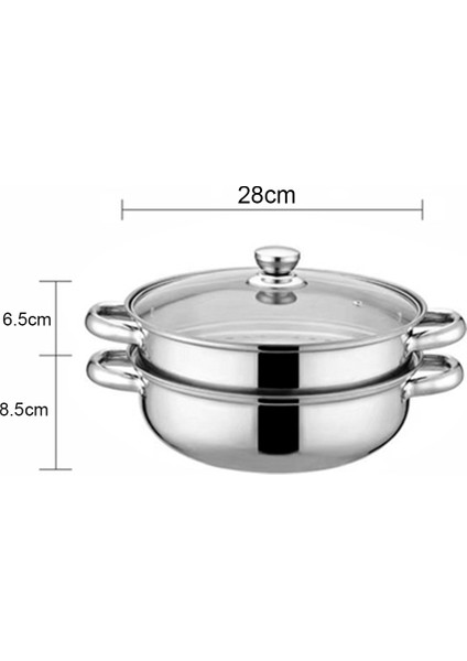28cm tarzı 28 cm 2 Katlı Buharlı Paslanmaz Çelik Mutfak Çorba Pişirme Tenceresi ile Kapak (Yurt Dışından)